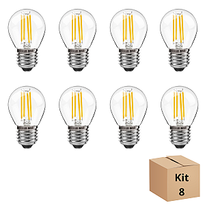Kit 8 Lâmpada Filamento Led G45 4w 2700k Branco Neutro Bivol