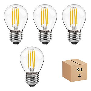 Kit 4 Lâmpada Filamento Led G45 4w 2700k Branco Neutro