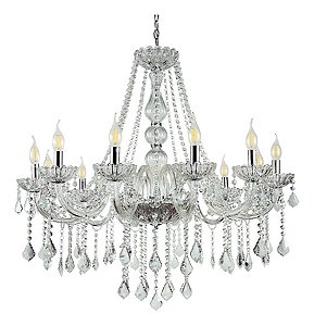 Lustre Candelabro Pendente Luxo Cristal Legitimo Cor Transparente 12 Braços INL53