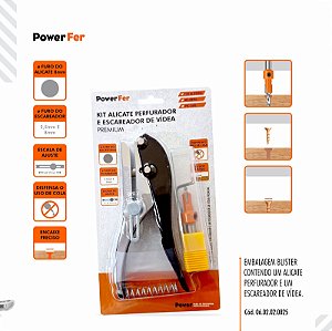 KIT ALICATE PERF DE FURO 8MM + ESCAREADOR 2,5X8MM