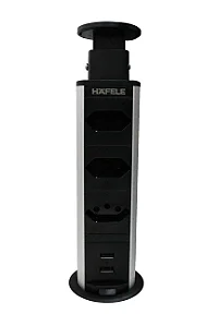 TORRE C/3 TOMADAS 2 USB 110-250V 16A PRETA HAFELE
