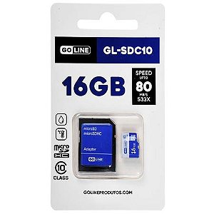 CARTÃO DE MEMÓRIA 16GB GL-SDC10 CLASSE 10 GOLINE