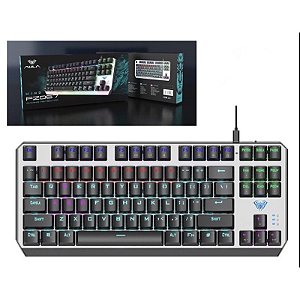 TECLADO GAMER MECANICO C/FIO LED RGB METALIZADO AULA F-2067