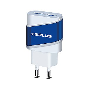 CARREGADOR 2 SAÍDAS USB P/TOMADA UNIVERSAL BIVOLT 2A UC-20SWHX C3 PLUS