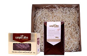 Kit Presente Café Campos Altos - Chocolate Crocante de Café + Café Especial + Caixa para Presente