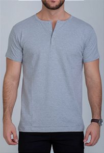 Camiseta Masculina Henley Cinza Vidic