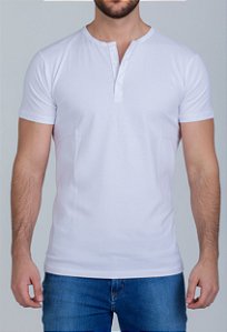Camiseta Masculina Henley Branca Vidic