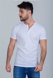 Camiseta Masculina Henley Branca Vidic