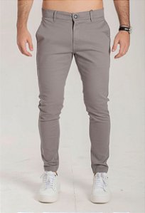 Calça Sarja Alfaiataria Super Skinny Cinza