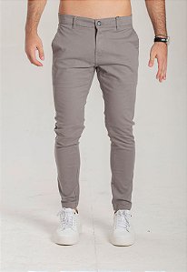 Calça Sarja Alfaiataria Super Skinny Cinza