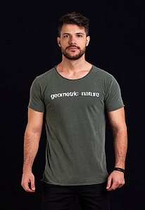 Camiseta Estonada Gola Canoa Verde Geometric Nature Vidic
