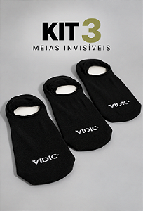 Kit Com 3 Pares De Meia Invisível - Preto Vidic