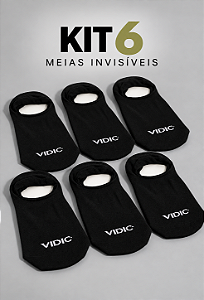 Kit Com 6 Pares De Meia Invisível - Preto Vidic