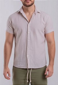 Camisa Linho Natural Manga Curta Vidic