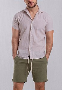 Camisa Linho Natural Manga Curta Vidic