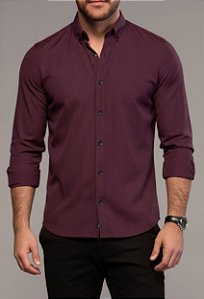 Camisa Mini Xadrez Bordô Vidic