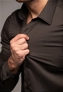 Camisa Tecnológica Preta Com Elastano Slim