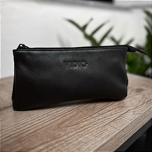 Necessaire Couro Vidic Preta