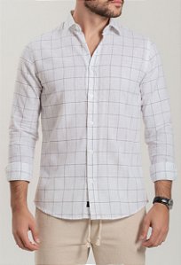 Camisa Listra Branca Textura Linho Vidic ML