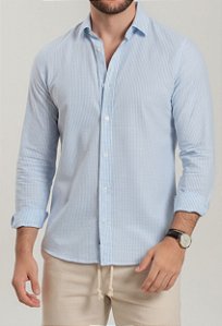 Camisa Listras Azul Claro Vidic ML