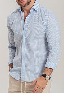 Camisa Listras Azul Claro Vidic ML
