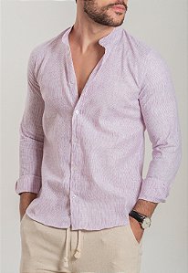 Camisa Gola Padre Textura Rosê ML
