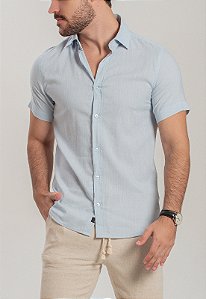 Camisa Linho Azul Vidic MC