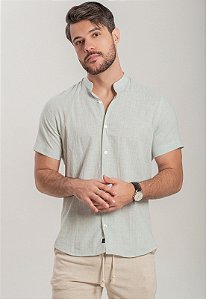 Camisa Linho Verde Gola Padre Vidic MC