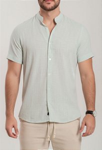 Camisa Linho Verde Gola Padre Vidic MC