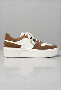 Tênis Sneaker Vidic Dublin Branco e Marrom