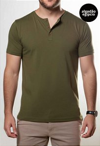 Camiseta Henley Algodão Egípcio Vidic Verde