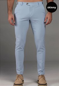 Calça Alfaiataria com Ajuste Azul Claro Vidic Skinny