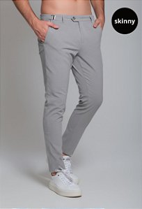 Calça Alfaiataria com Ajuste Cinza Vidic Skinny