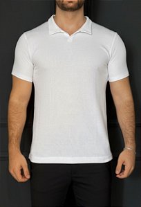 Polo V Branca Texturizada Vidic