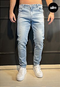 Calça Jeans Slim Azul Claro