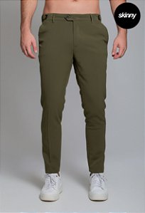 Calça Alfaiataria com Ajuste Verde Musgo Vidic Skinny