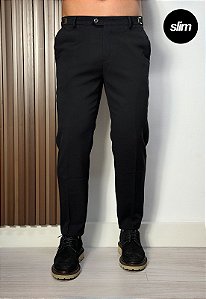 Calça Alfaiataria com Ajuste Preta Vidic Slim