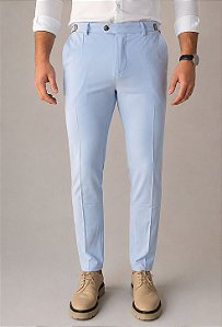 Calça Alfaiataria com Ajuste Azul Claro Vidic Slim
