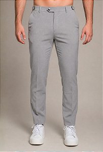Calça Alfaiataria com Ajuste Cinza Vidic Slim