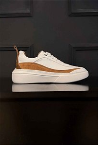 Sneaker Aspen Branco Camurça Whisky