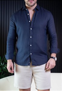 Camisa Puro Linho Marinho Vidic