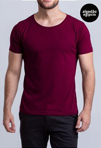 Camiseta Algodão Egípcio Vidic Gola Canoa Bordô