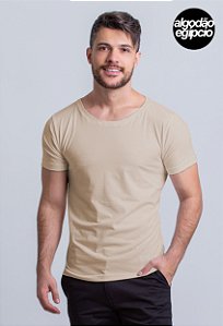 Camiseta Algodão Egípcio Vidic Gola Canoa Bege
