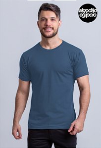 Camiseta Algodão Egípcio Vidic Gola Redonda Azul Petroleo