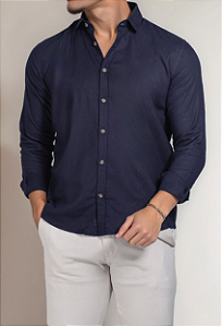 Camisa Linho Panamá Marinho Vidic