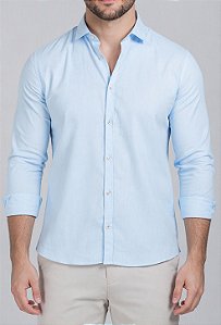 Camisa Linho Panamá Azul Claro Vidic