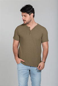 Camiseta Henley Texturizada Verde Vidic