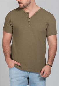 Camiseta Henley Texturizada Verde Vidic
