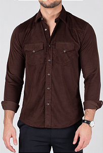 Camisa Cotelê Marrom Vidic