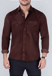 Camisa Cotelê Marrom Vidic